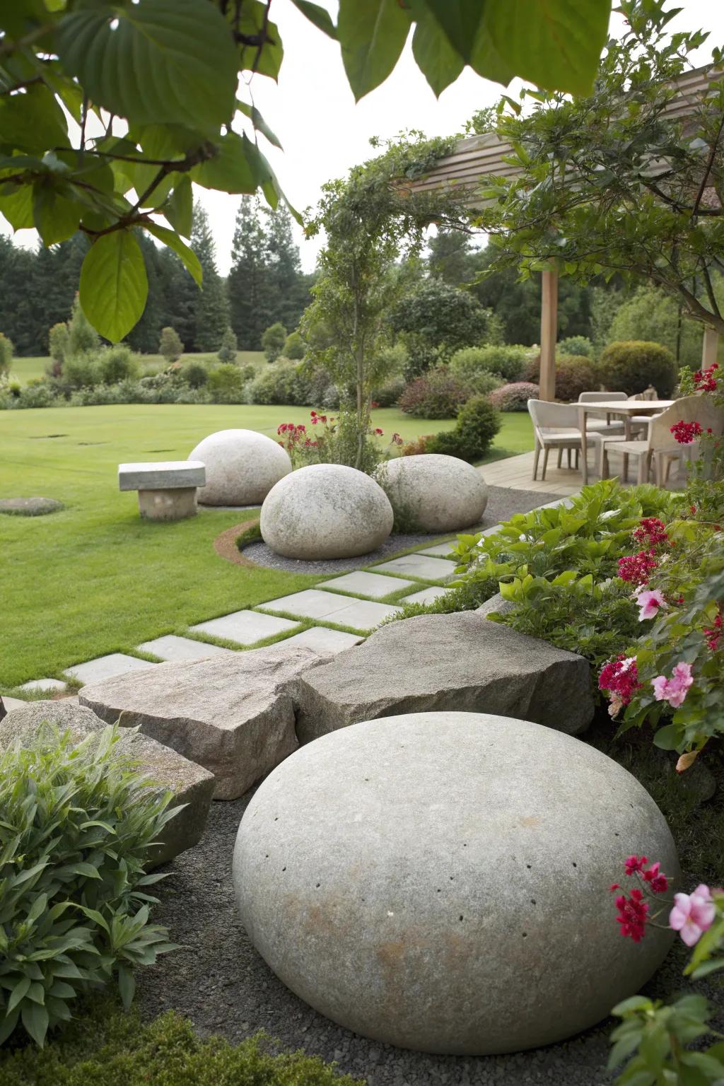 Sculptural pebbles offering both aesthetic and functional value.