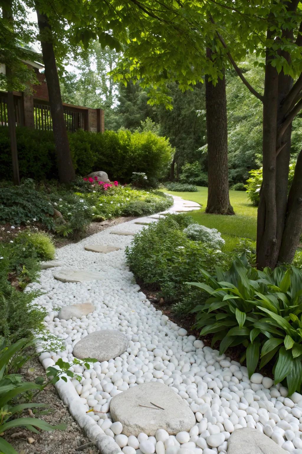 Brighten your garden with varied pebble colors.