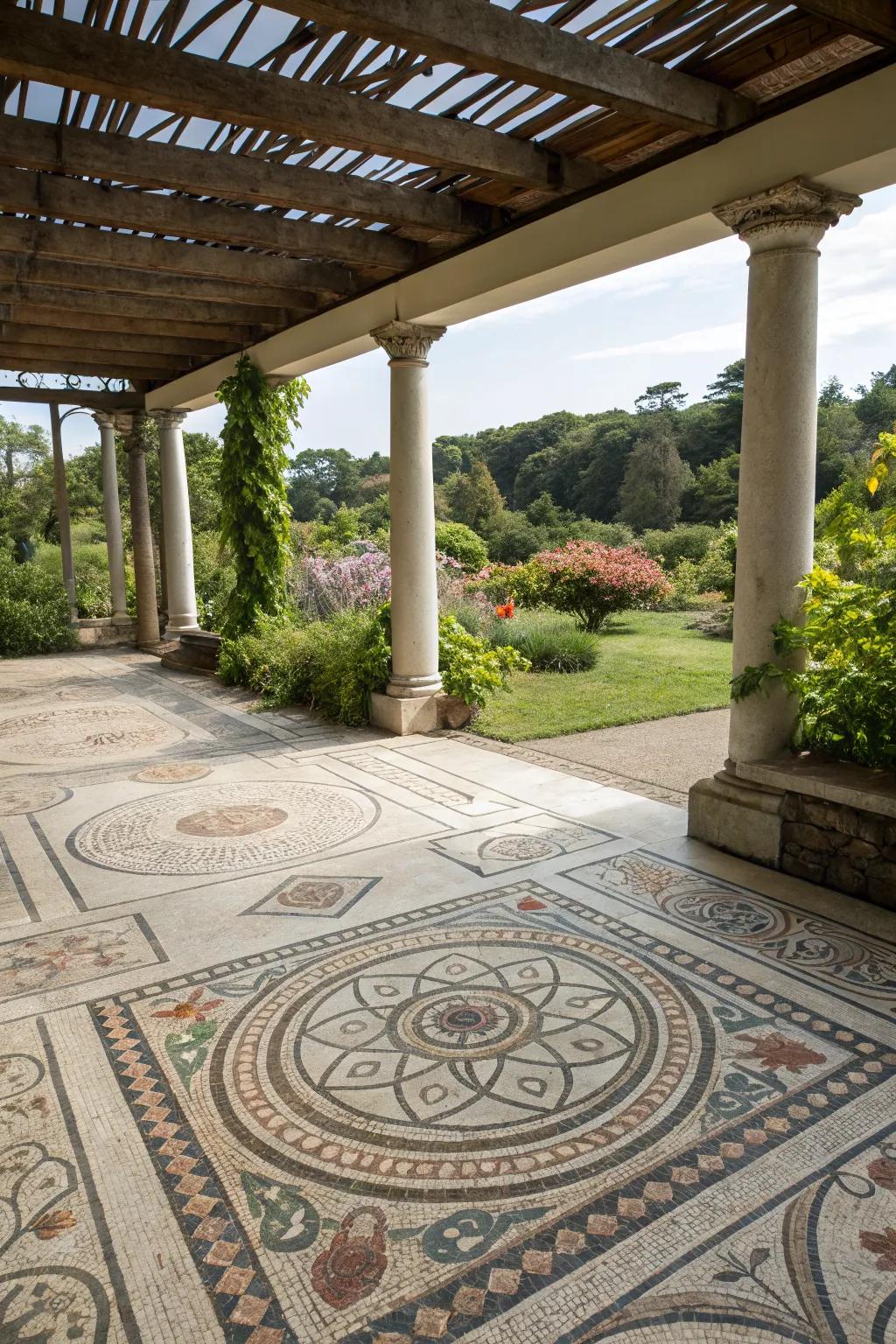 Stone mosaics provide a unique and artistic flooring option.