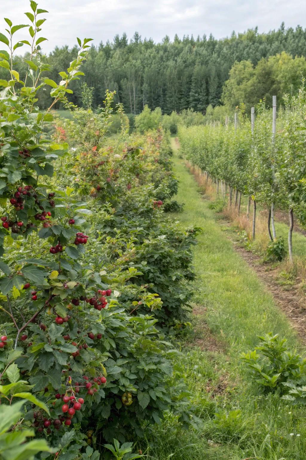 A multi-layered food forest in progress.