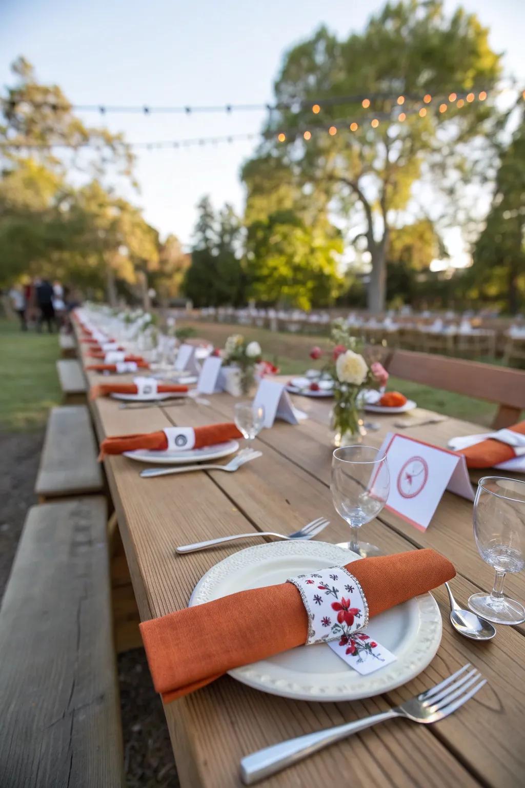 Personalized place settings make each picnic guest feel special.
