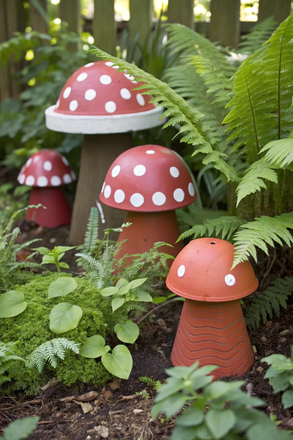 Bring a fairy-tale touch with whimsical garden mushrooms.