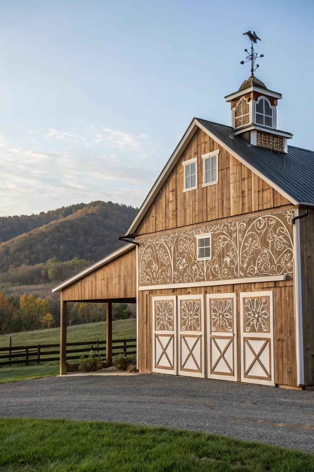 Wainscoting combines style with protection on a pole barn.