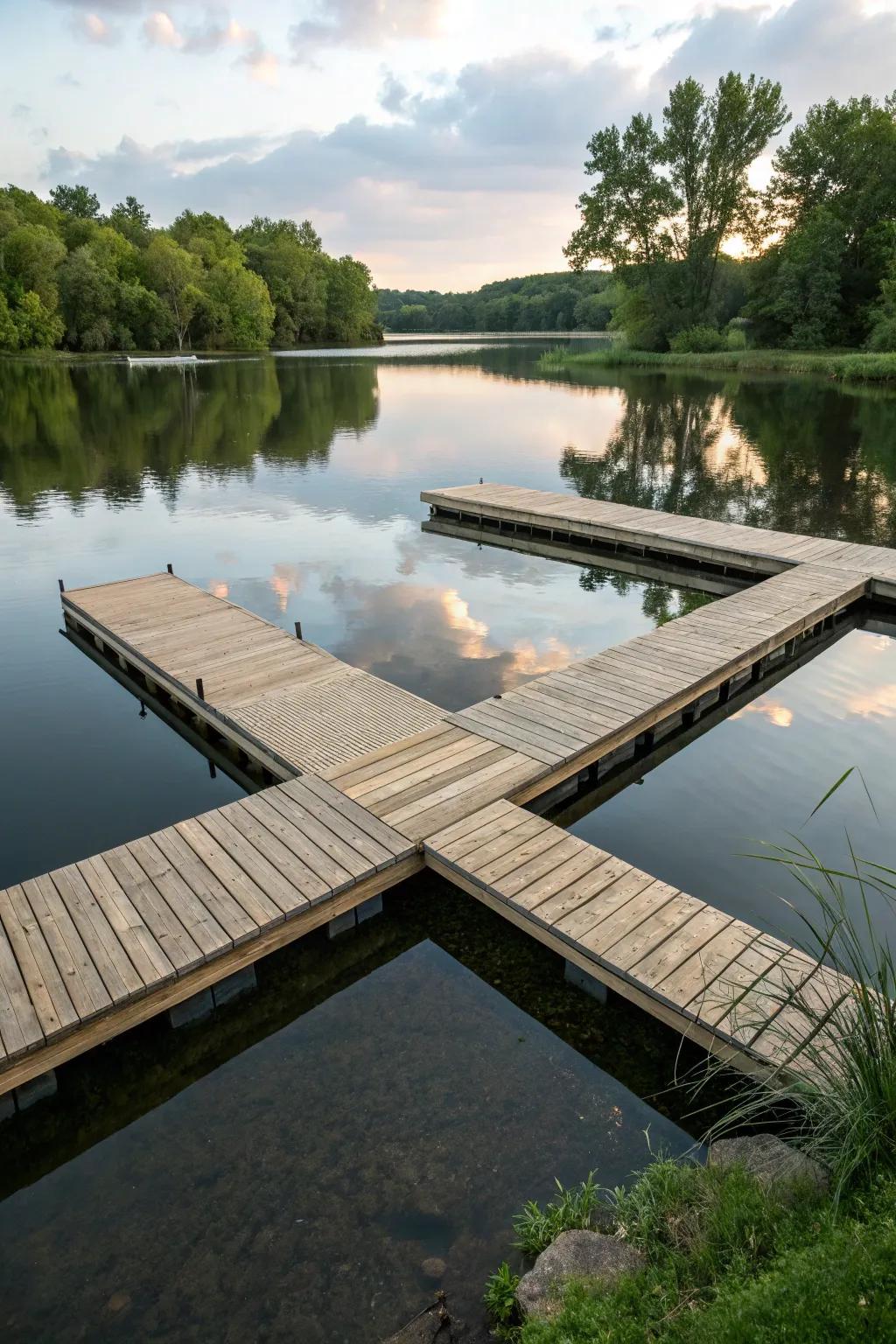 A versatile T-shaped dock with ample space.