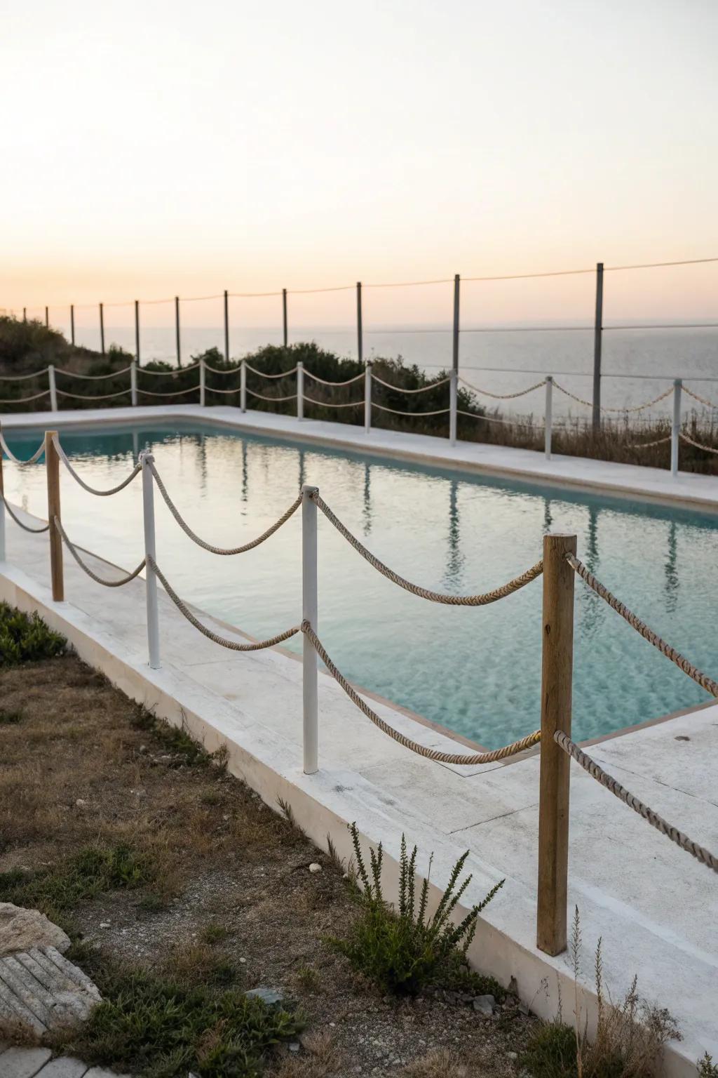 Minimalist charm with a simple rope fence.