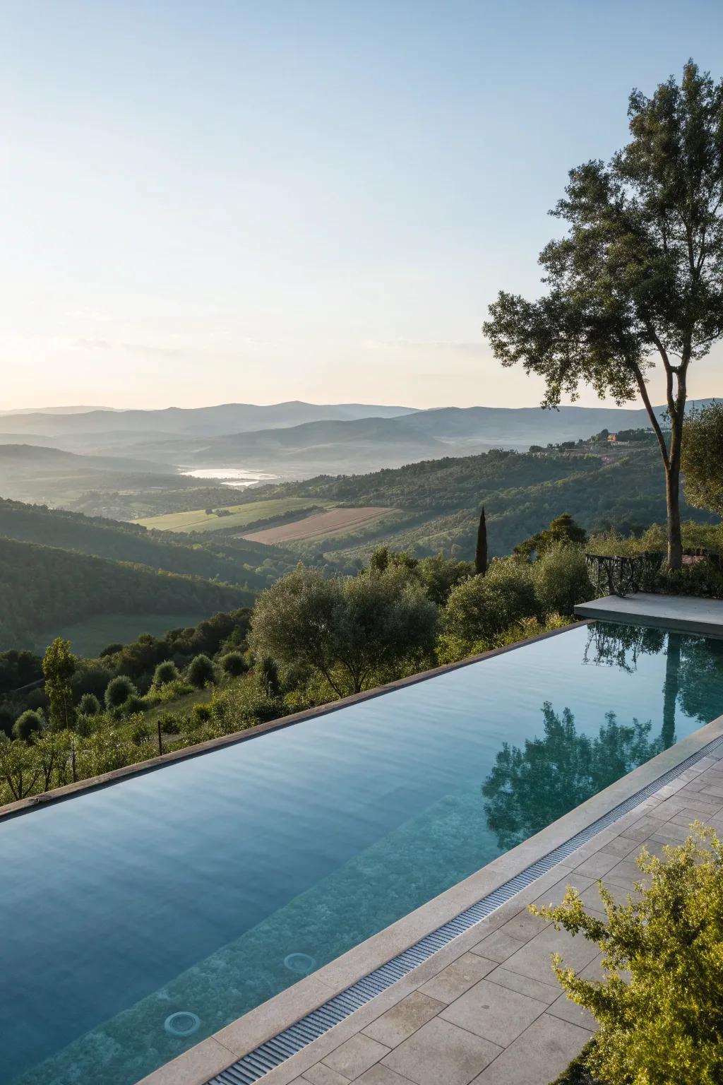 An infinity pool with an uninterrupted view of the surrounding landscape.