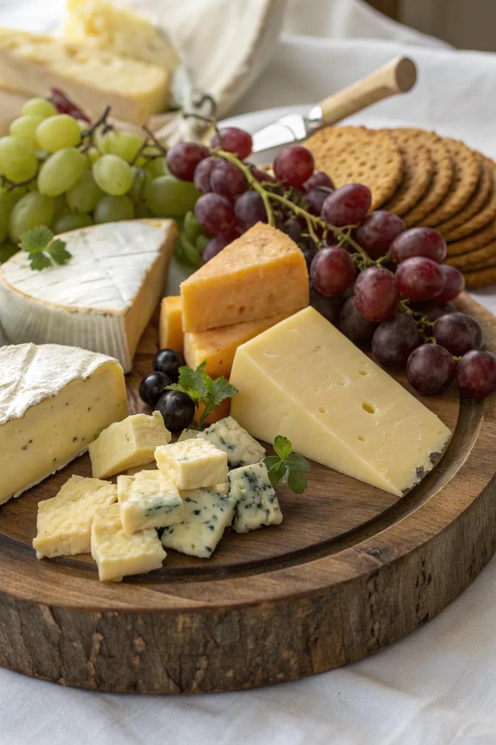 Classic and elegant grapes and cheese platter.