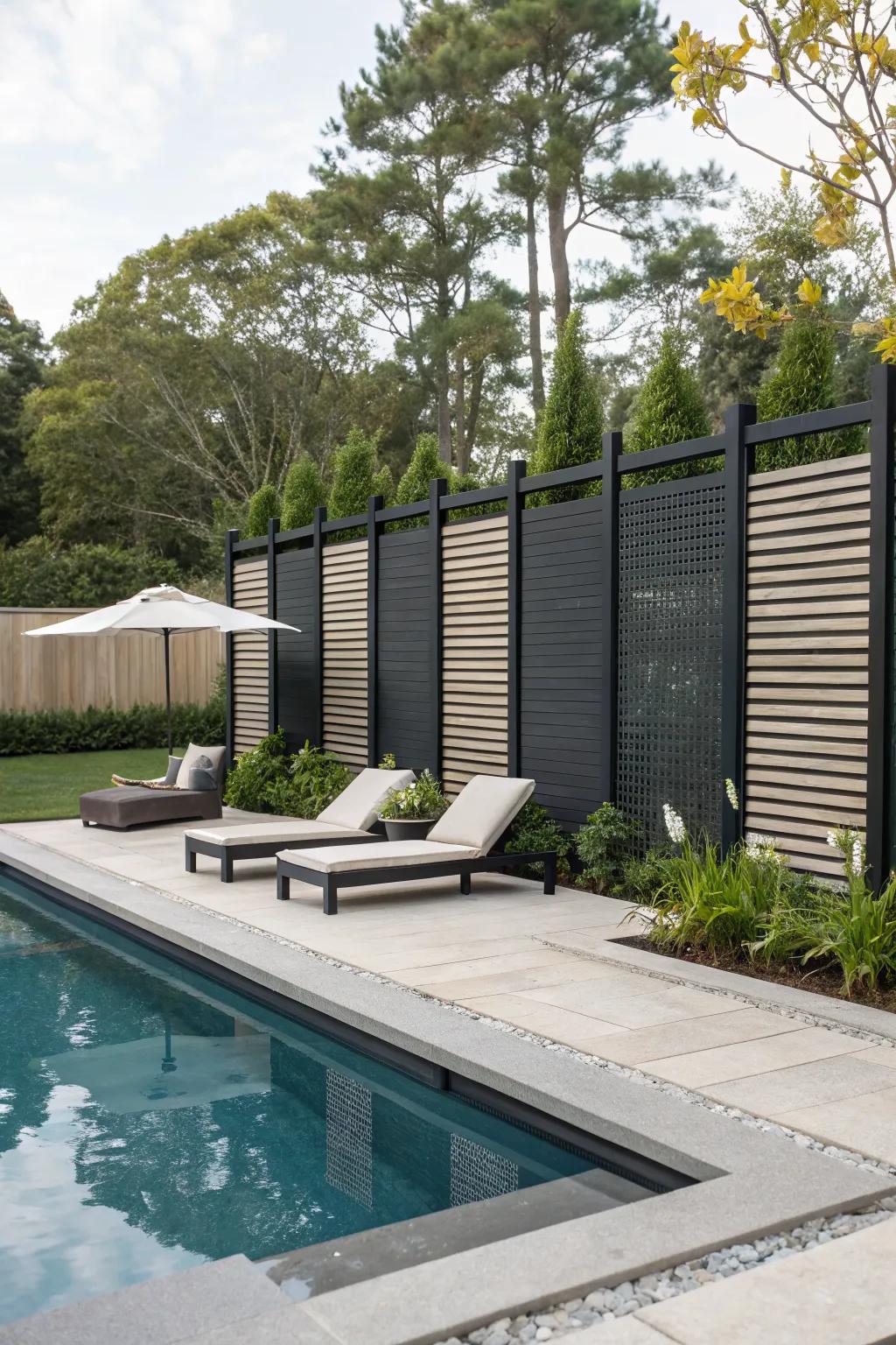 Custom panels add a personal touch and privacy to your pool area.