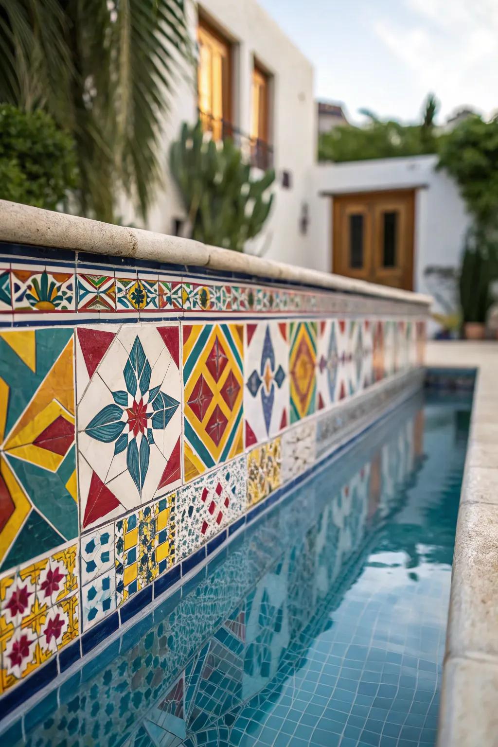 Personalize your pool with colorful and decorative tile designs.