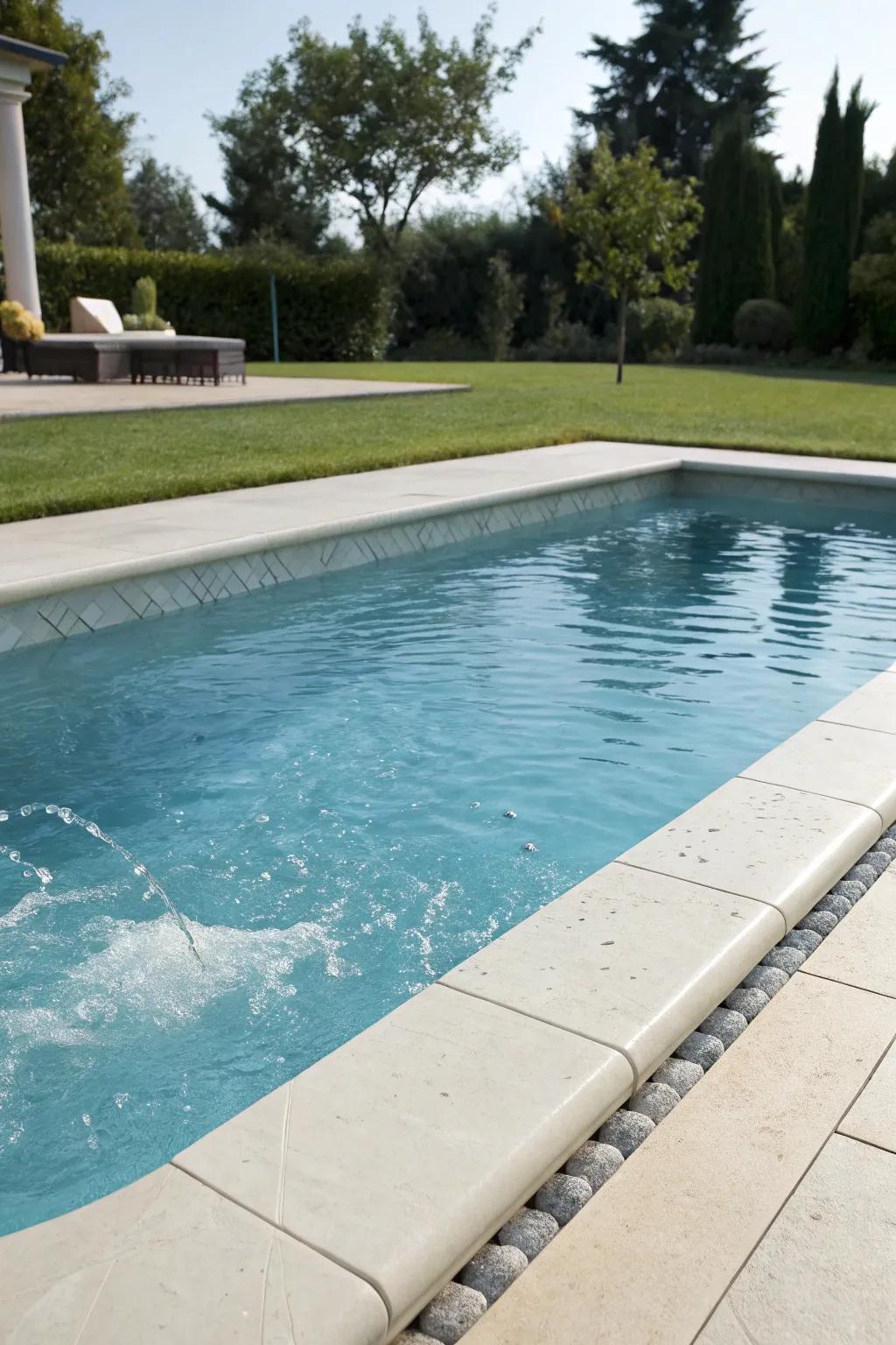 Soften your pool's look with sleek bullnose edging.