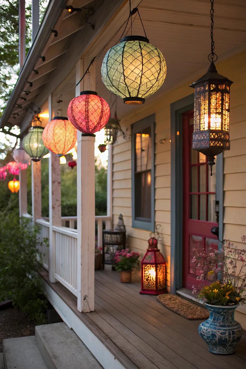 Embrace an eclectic vibe with mixed lanterns.