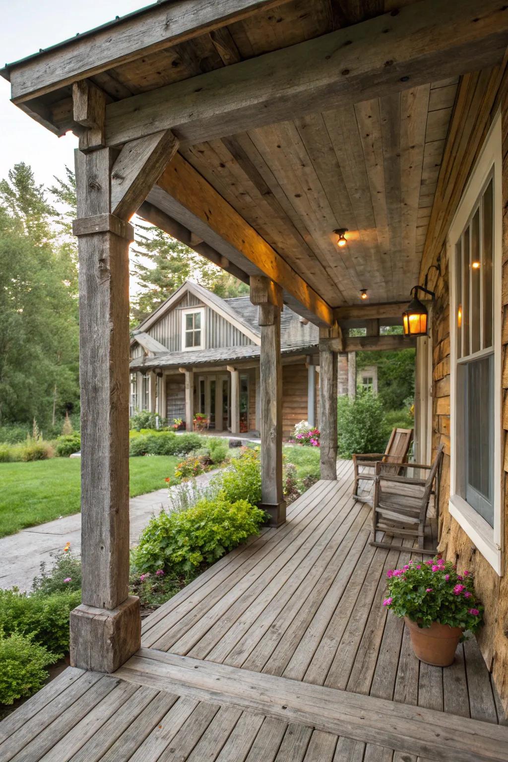 Reclaimed wood adds history and sustainability.