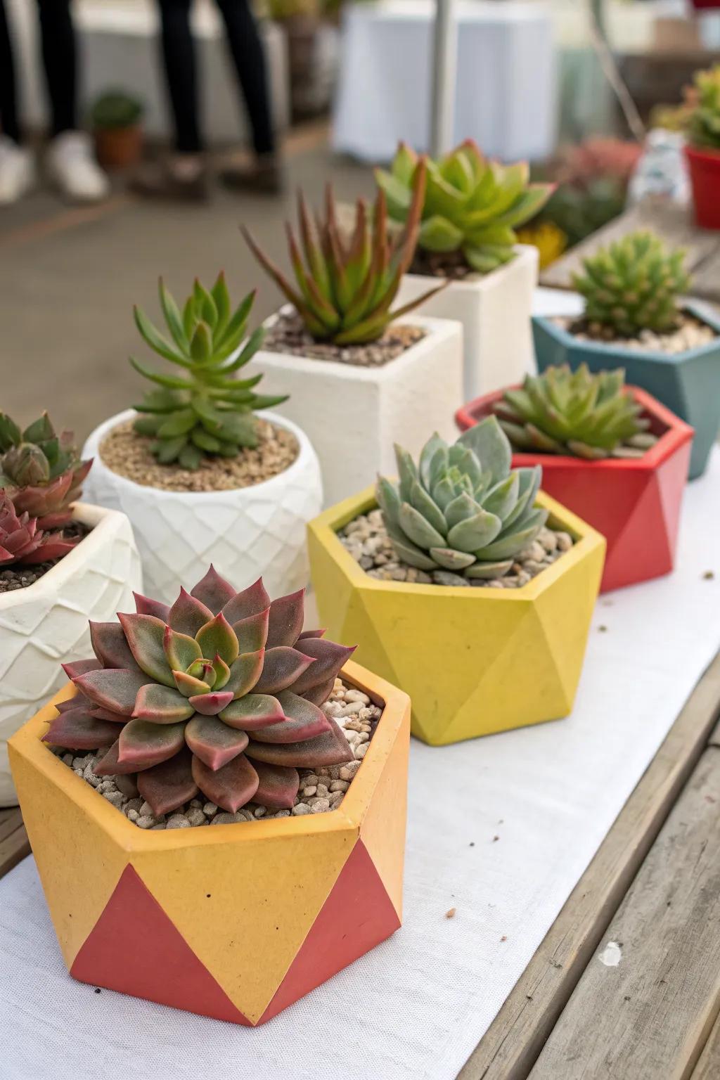 Succulents offer a stylish, low-maintenance option.