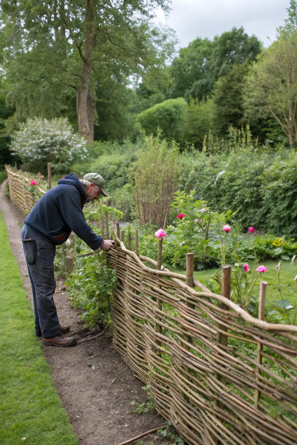 Living willow fences offer a whimsical and natural touch.