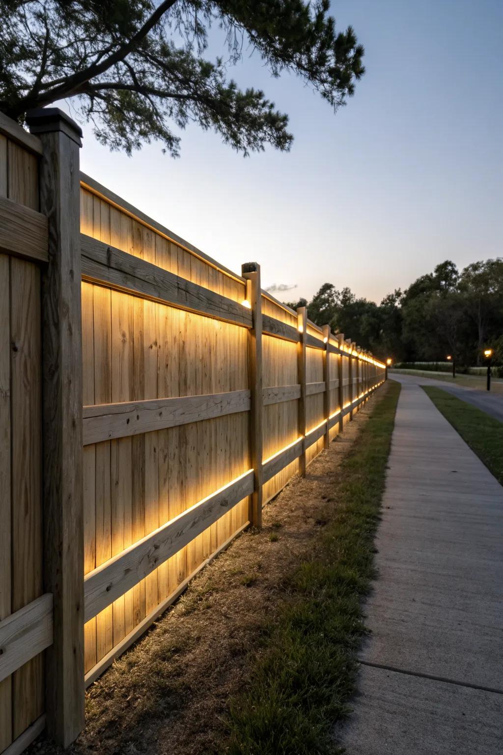 Under-rail LED lights offer a sleek, futuristic feel to your outdoor space.