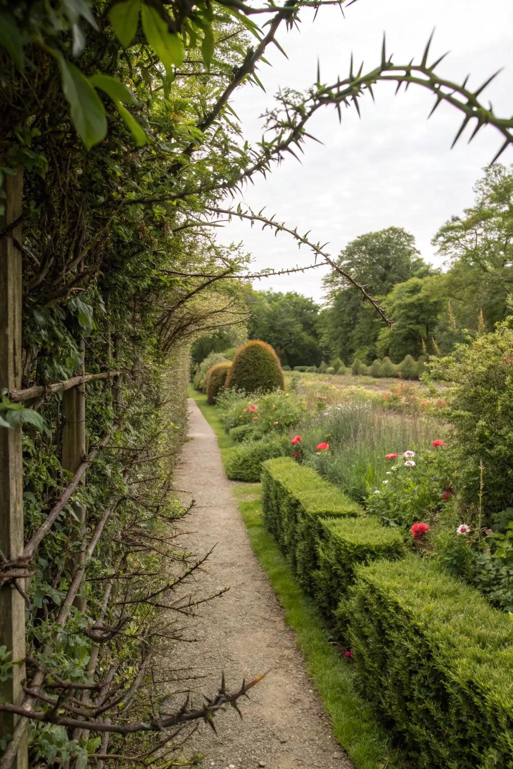 A beautiful living fence providing natural protection.