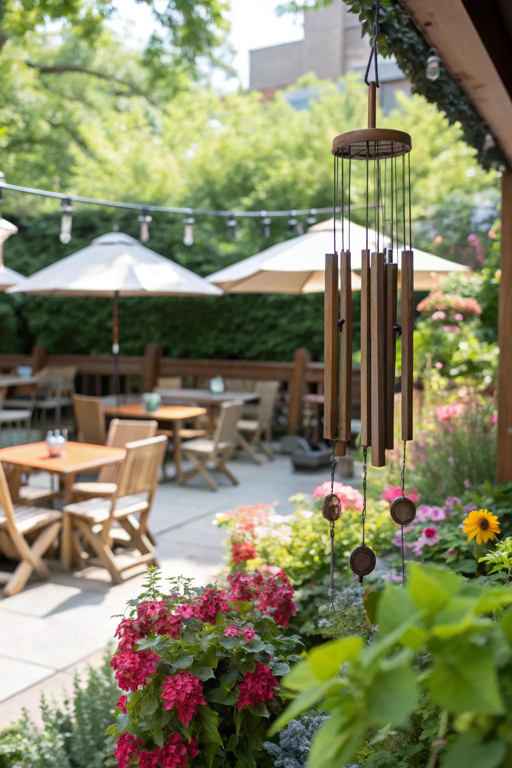Wind chimes introduce a melodic and lively feel to your beer garden.