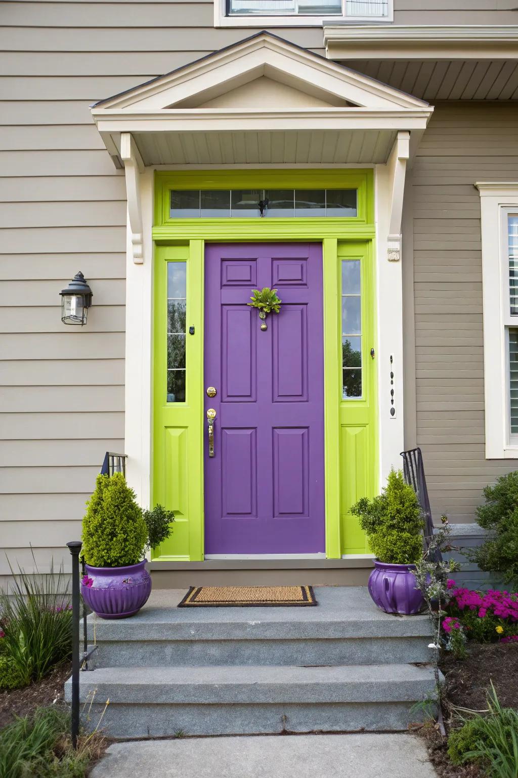 Lilac and lime create a fresh and invigorating color duo for your entrance.