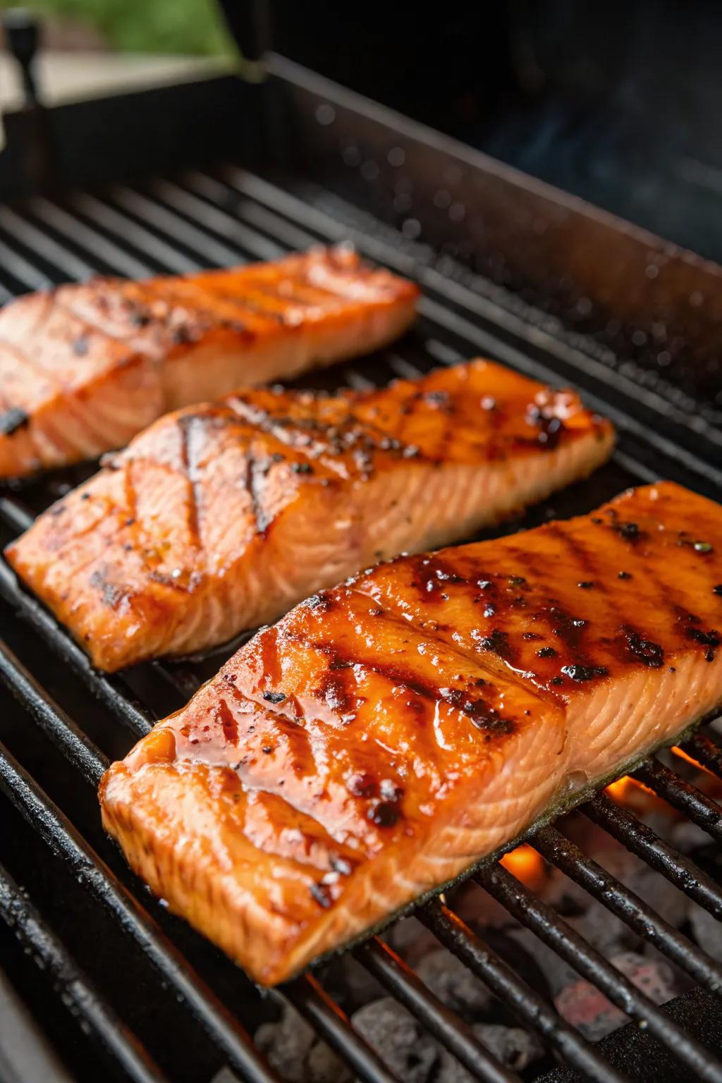 Flavorful teriyaki glazed salmon ready to enjoy.