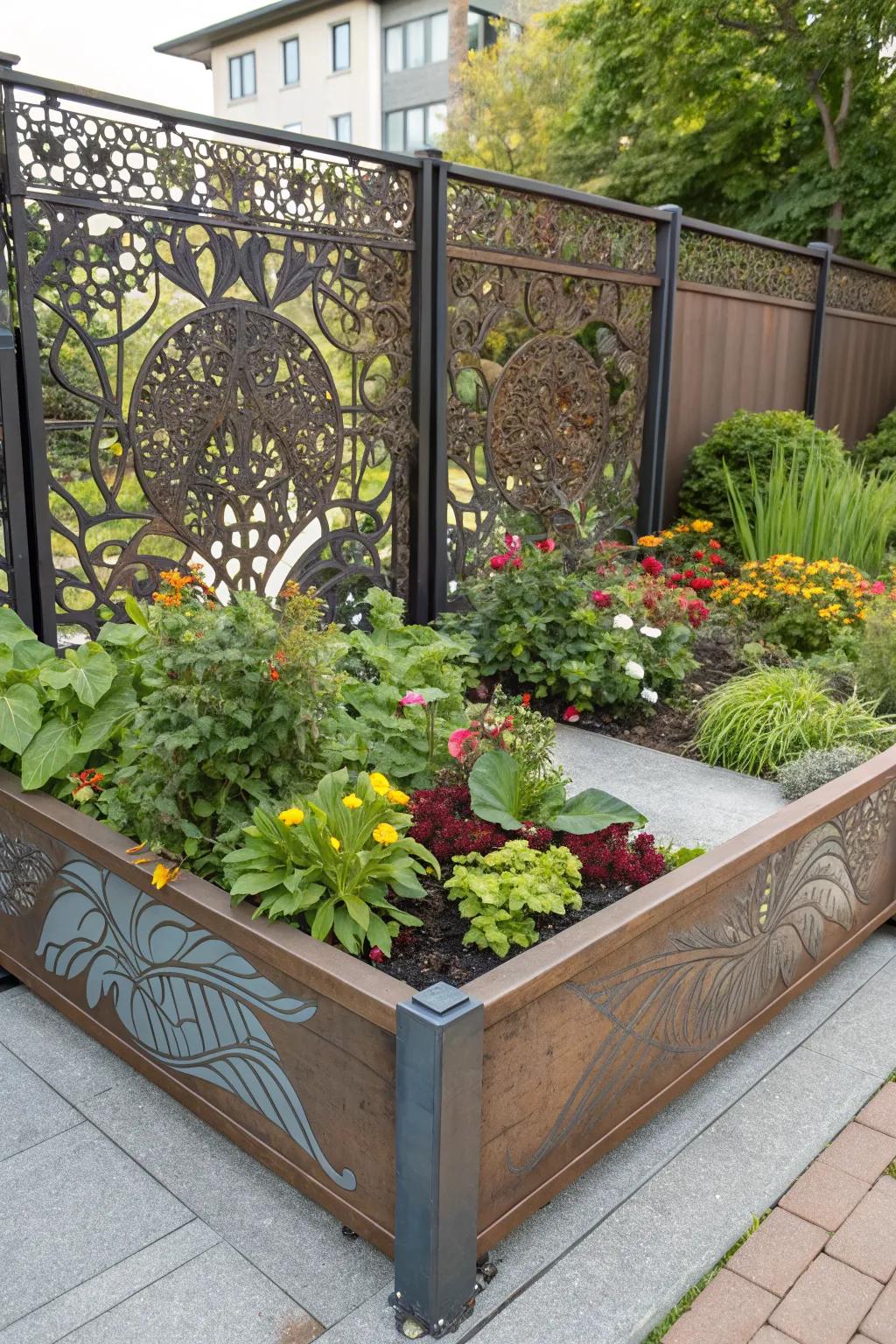 Artistic metal panels make your garden a true masterpiece.