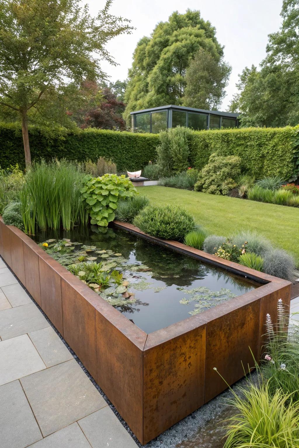 Corten steel for a stylish and modern touch.