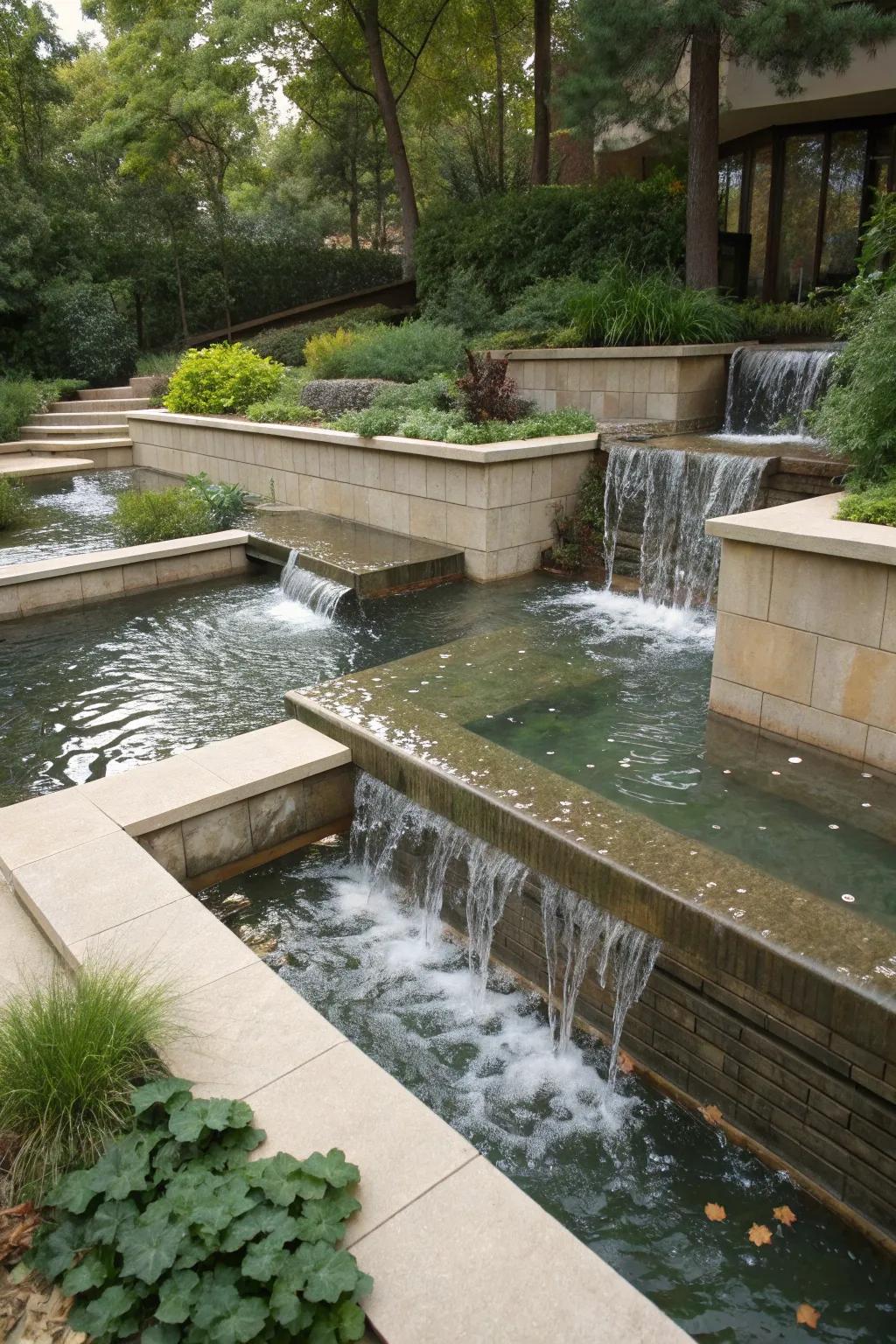 Multi-level designs add depth to your pond's visual appeal.