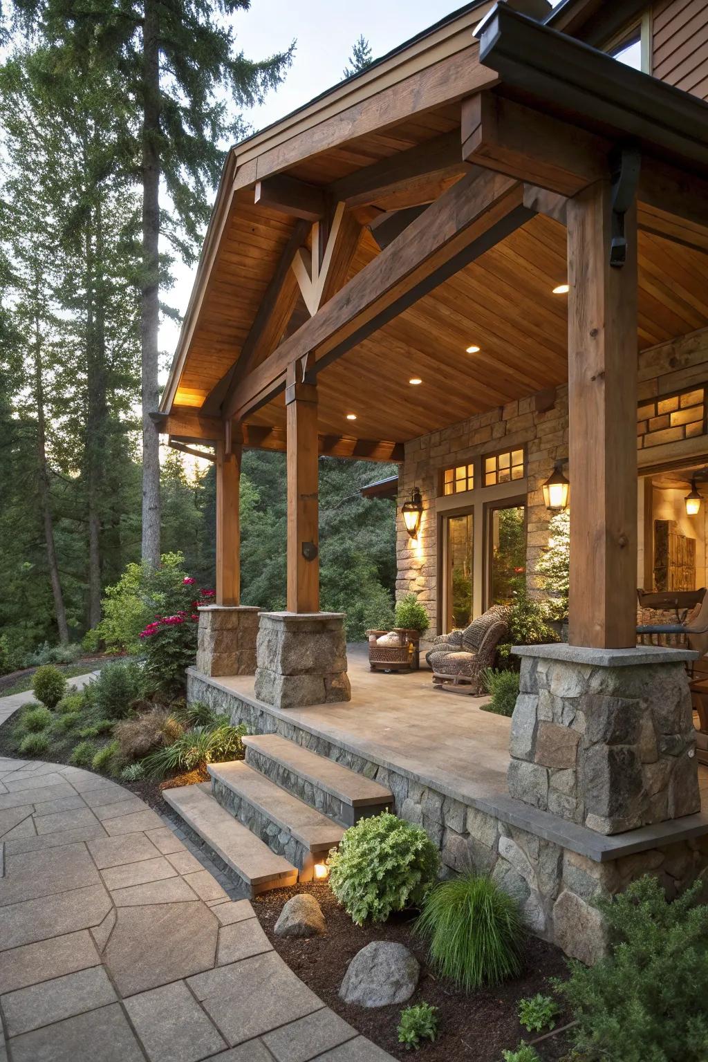 Natural materials create a rustic, inviting retreat.