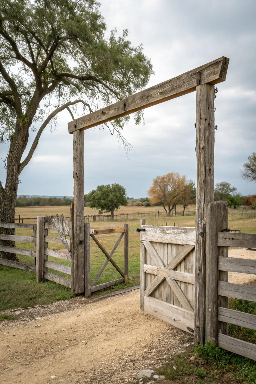 Reclaimed wood brings history and charm to your gate.