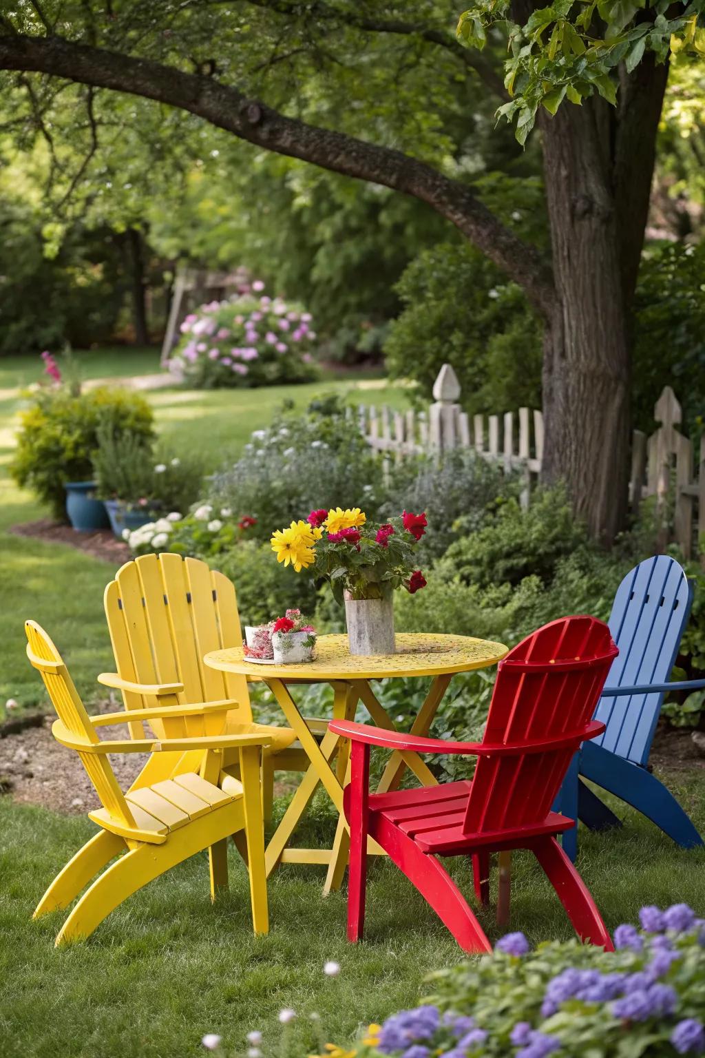 Brightly painted vintage furniture for a fresh look.