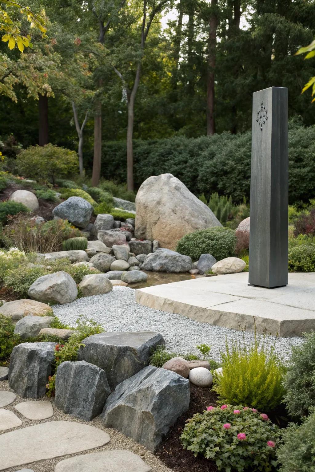 Sculptural elements can add a unique touch to your garden.
