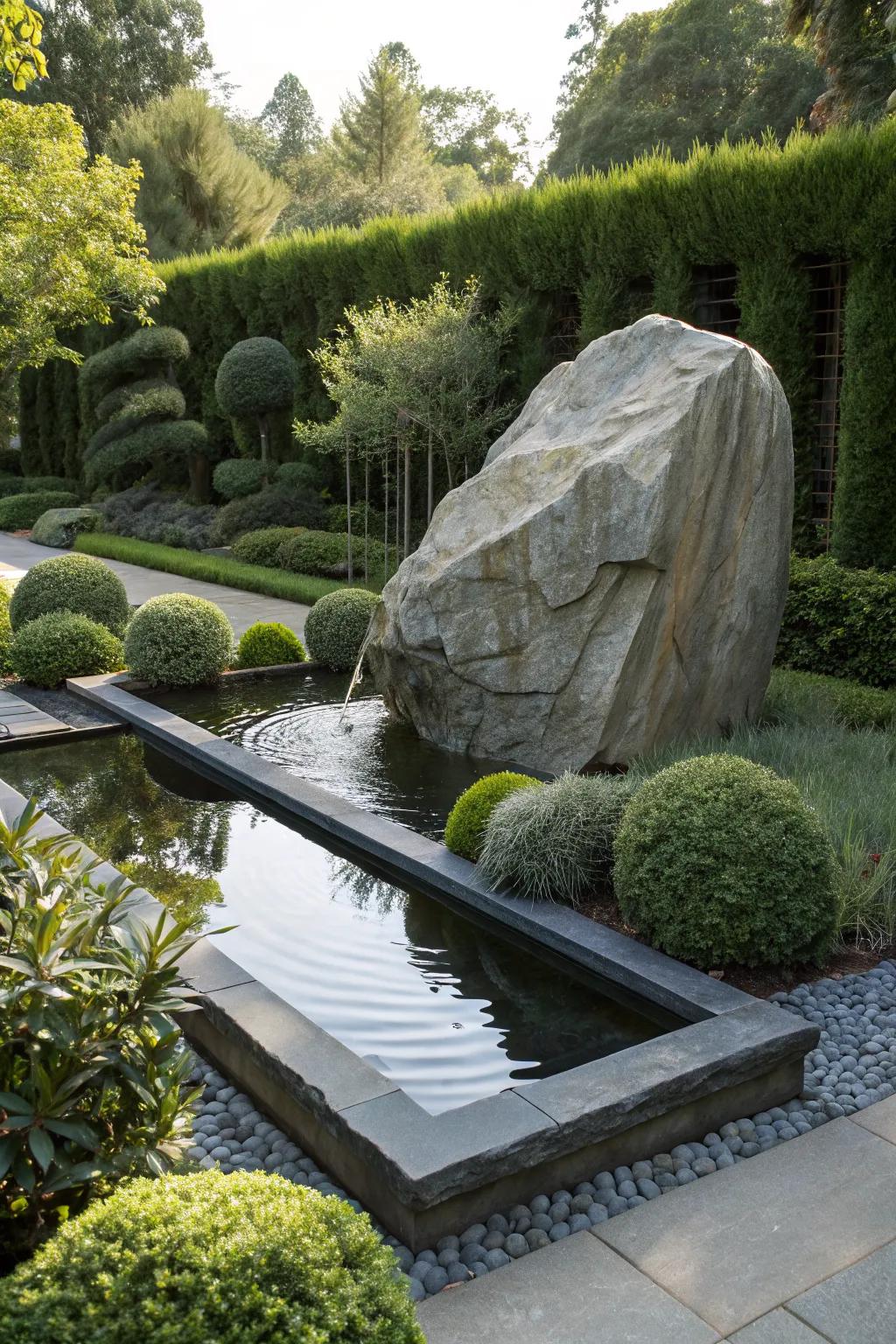 Modern sculptural designs add an artistic touch to gardens.