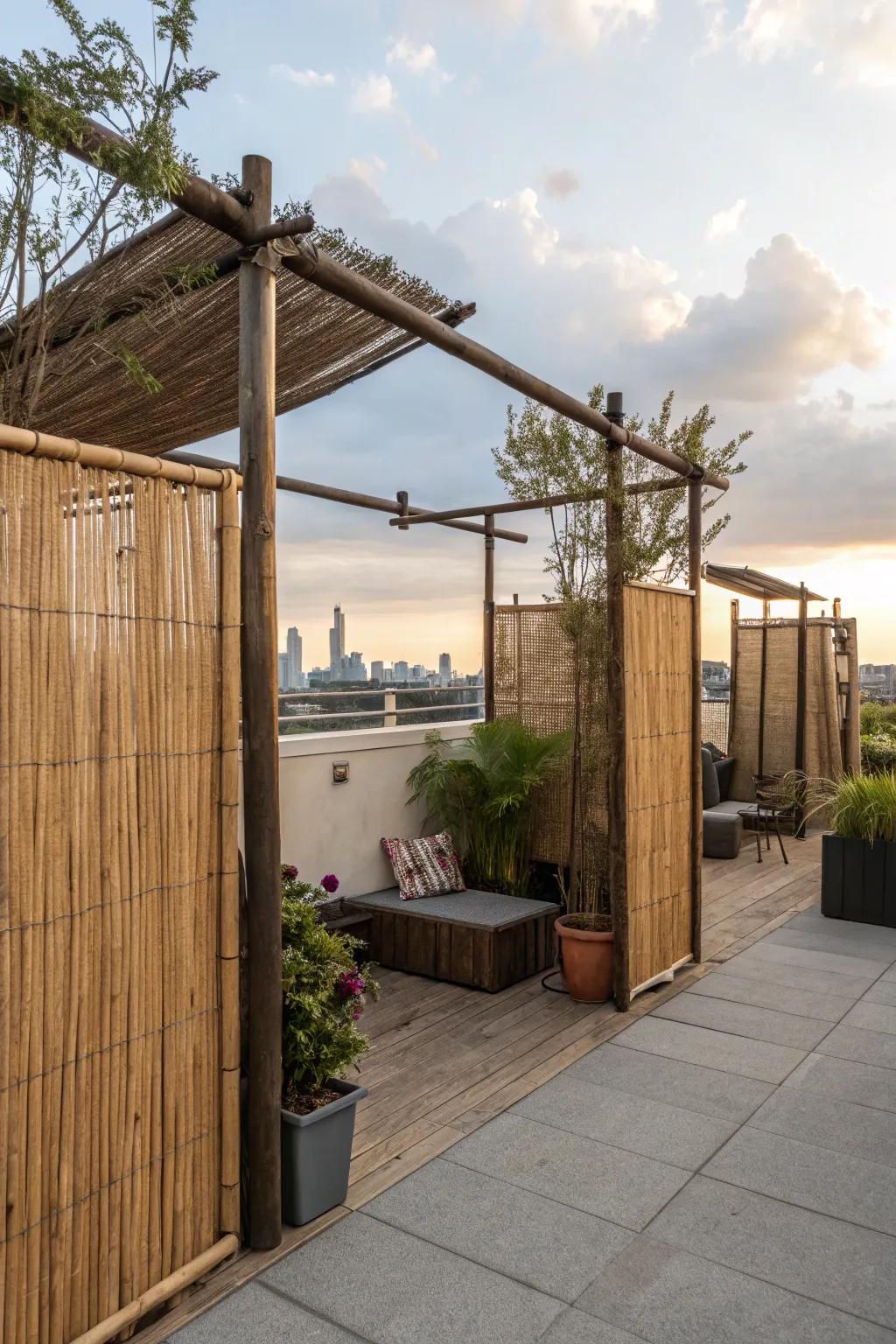 Embrace a tropical feel with sustainable bamboo screens.