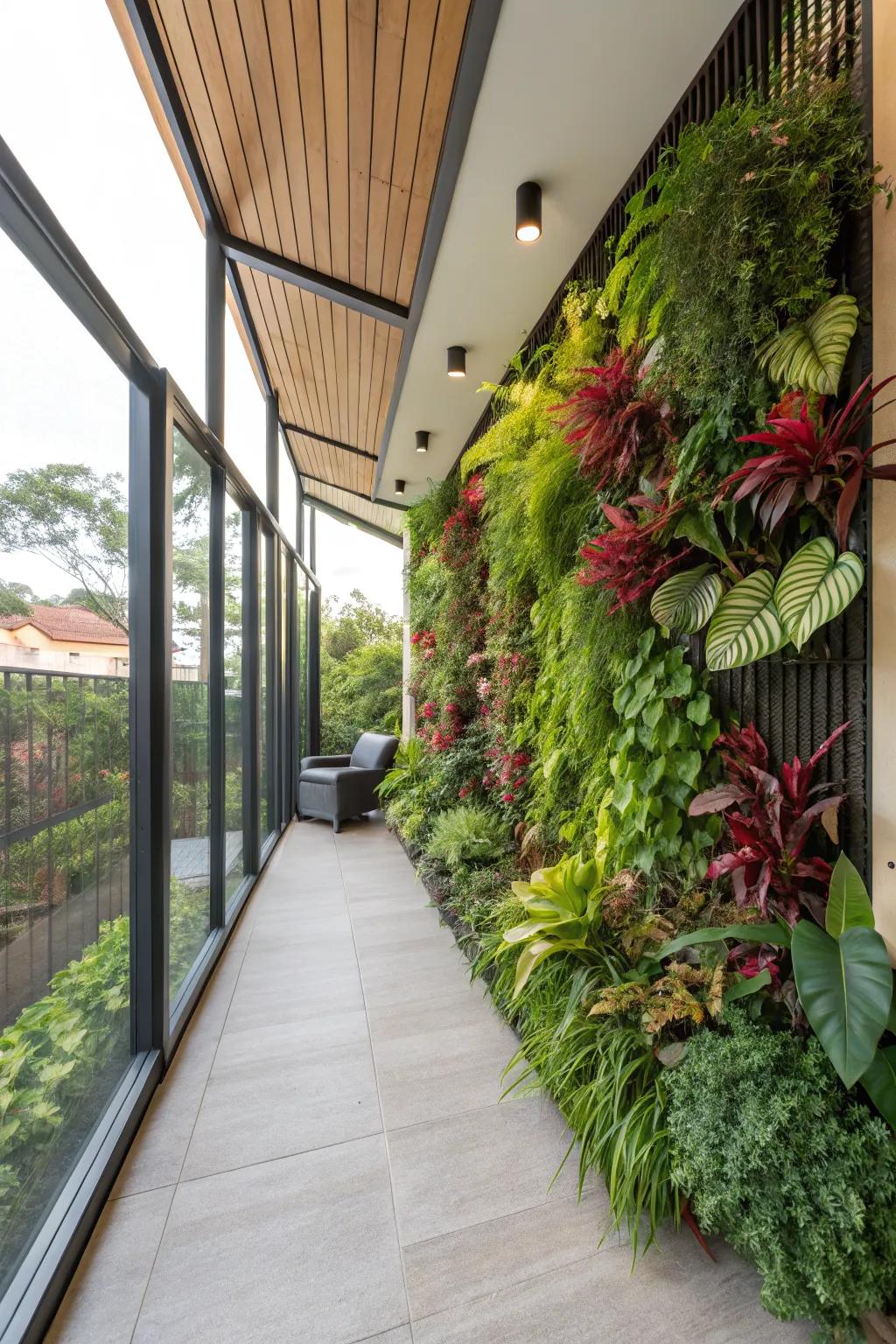 A vertical garden maximizes greenery and adds life to your patio.
