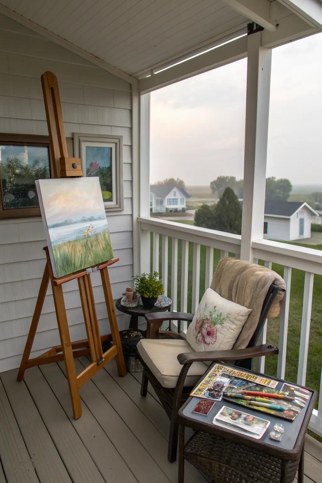 Unleash your creativity in a porch art studio.
