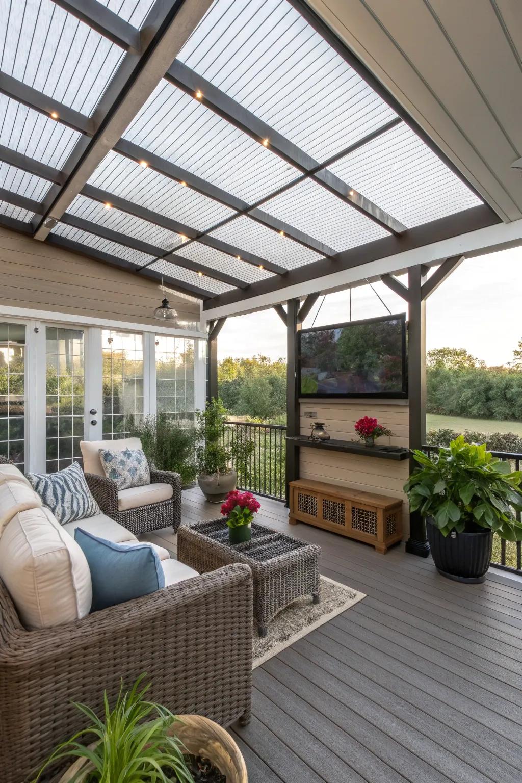 Add style and shade with a pergola roof.