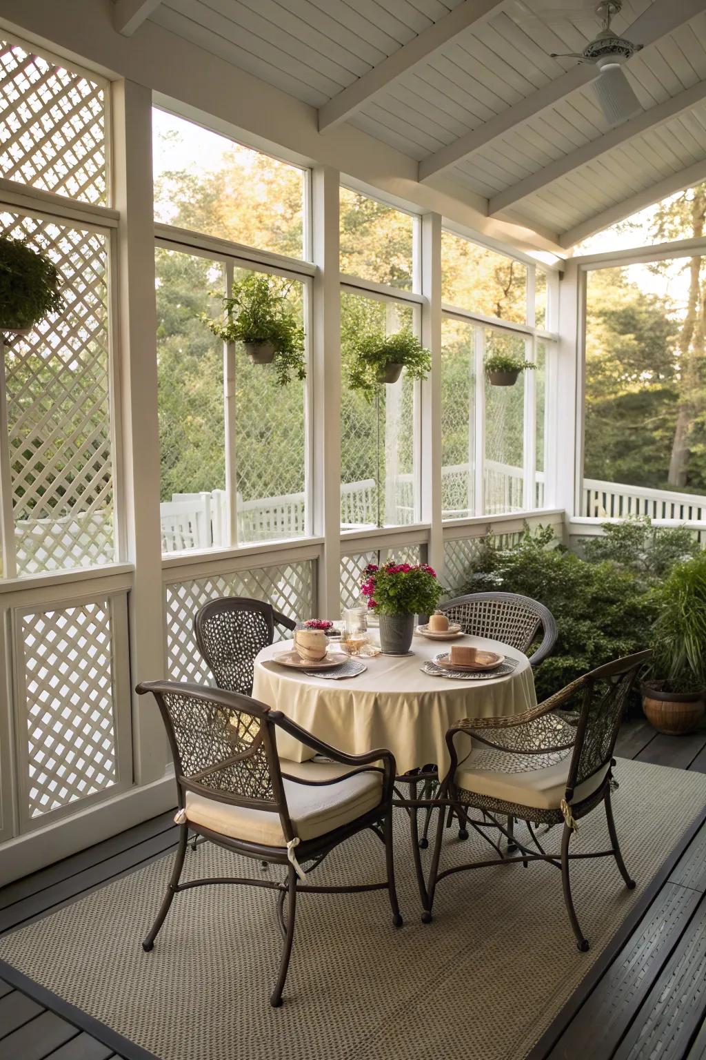 A dining area for enjoying meals outdoors.