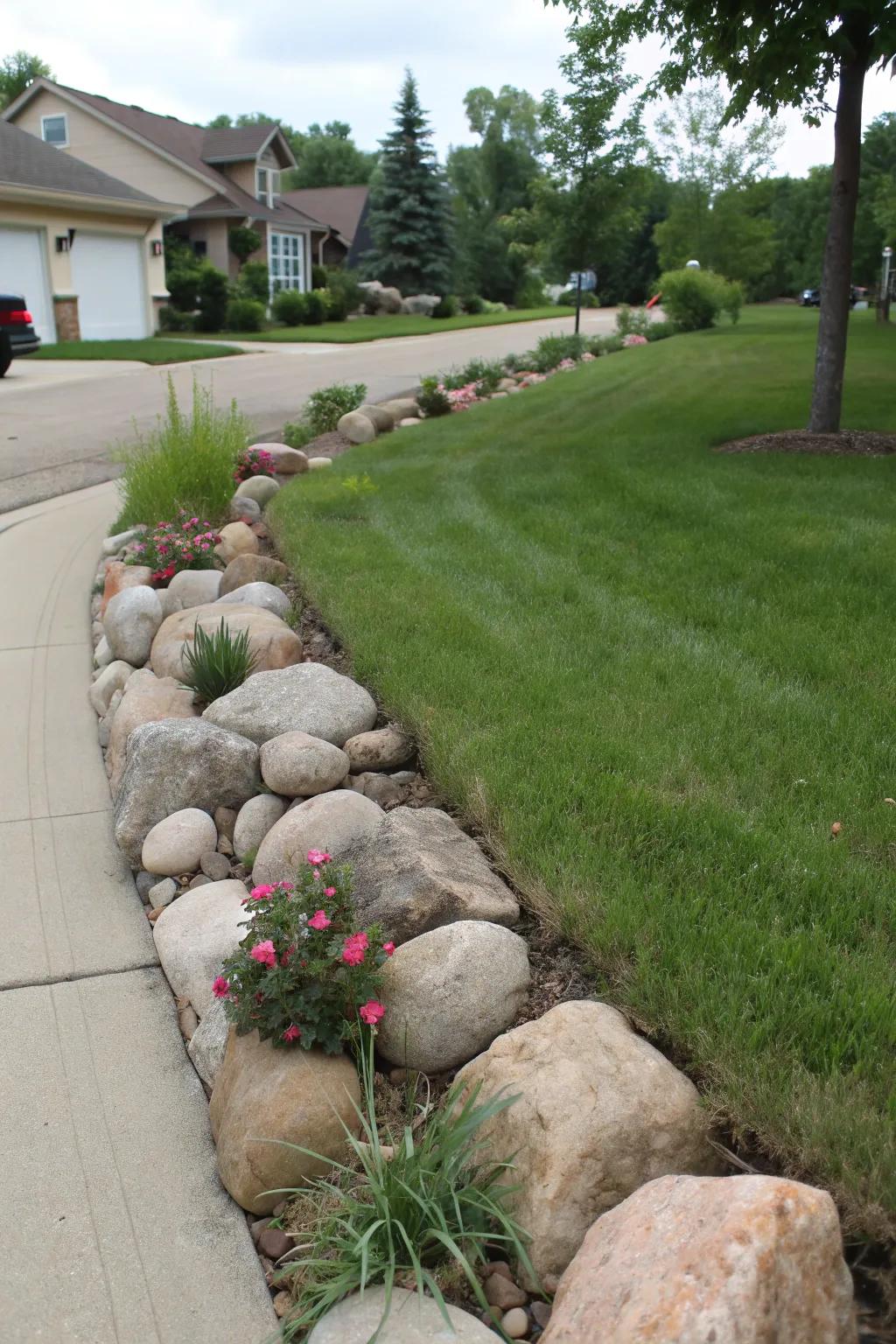 Rock features offering a distinct and natural boundary.