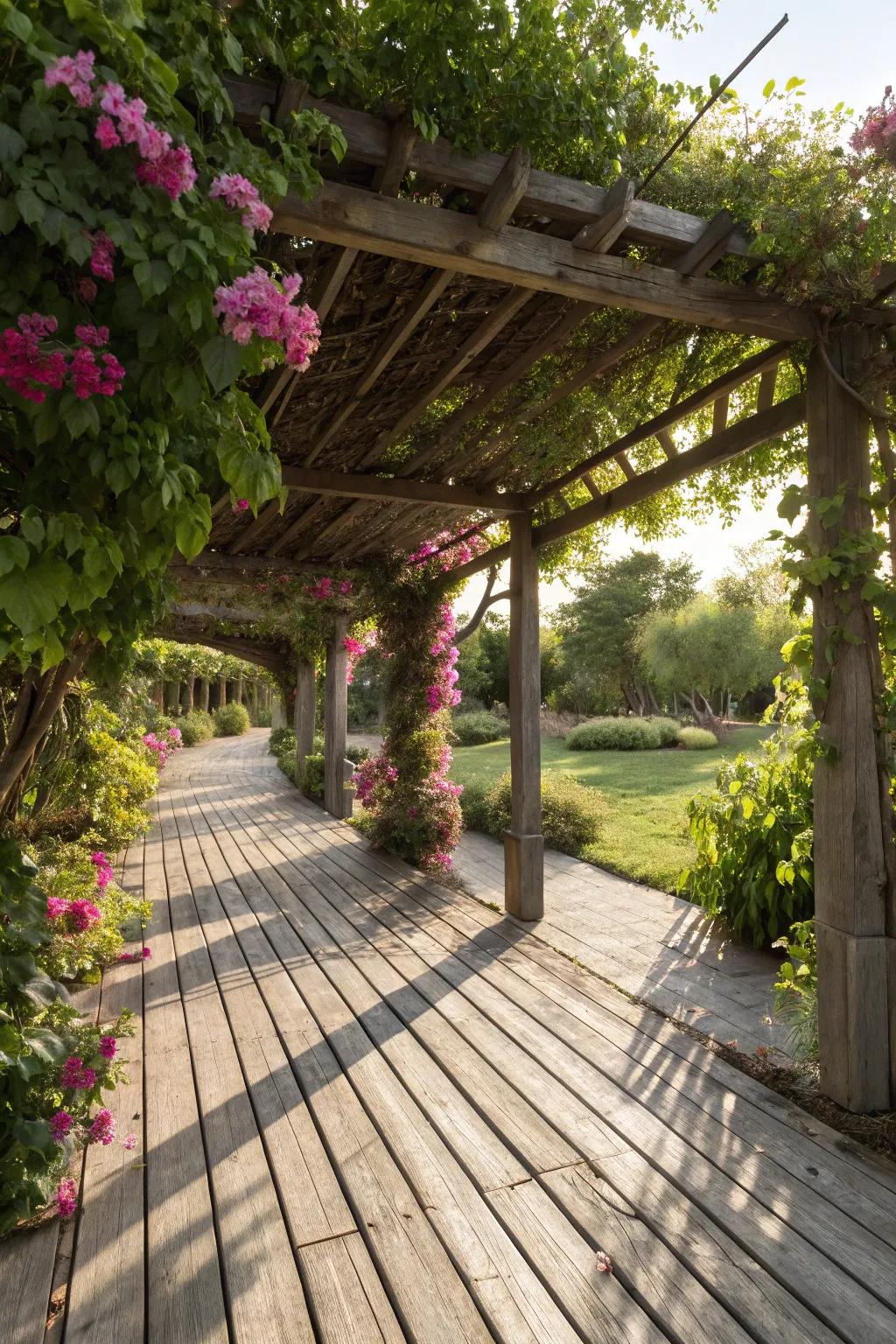 Arbors create a beautiful and shaded garden feature.