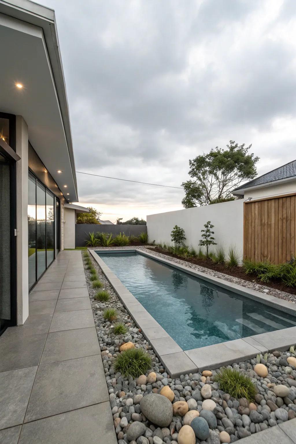 A modern shallow pool with a sleek and contemporary design.