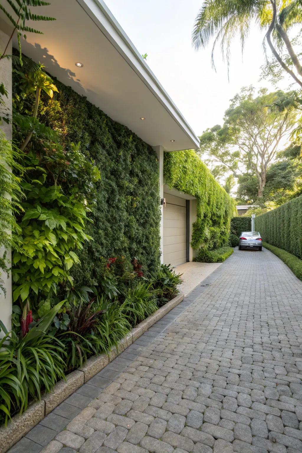 Vertical gardens maximize space with lush greenery.