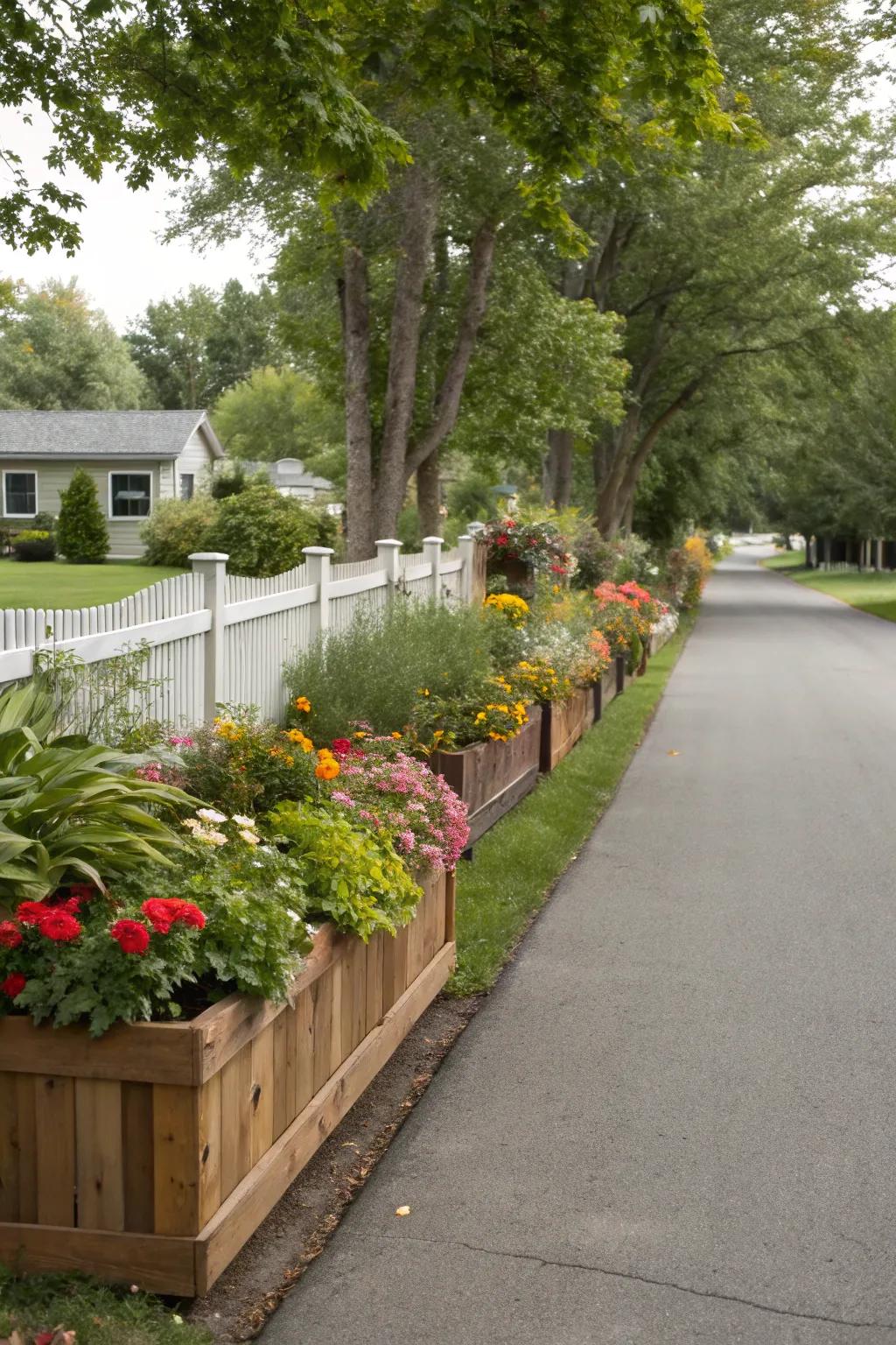 Planter box fences offer a dual-purpose solution with space for gardening.