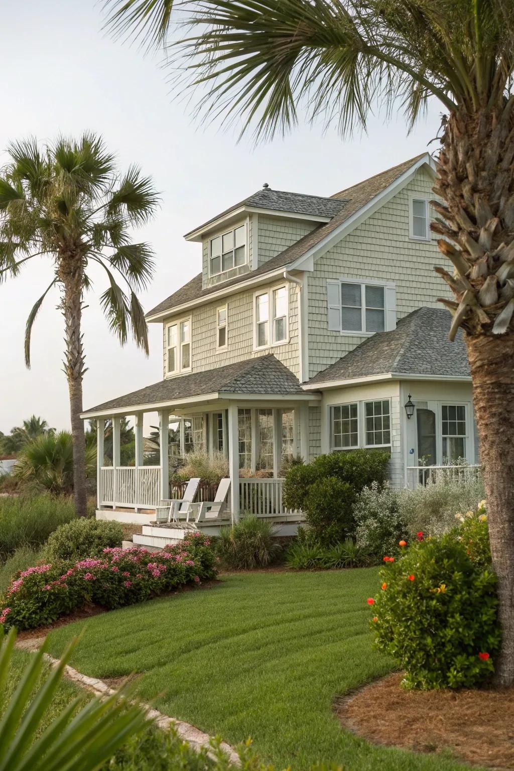 Coastal charm with light-hued shingles.