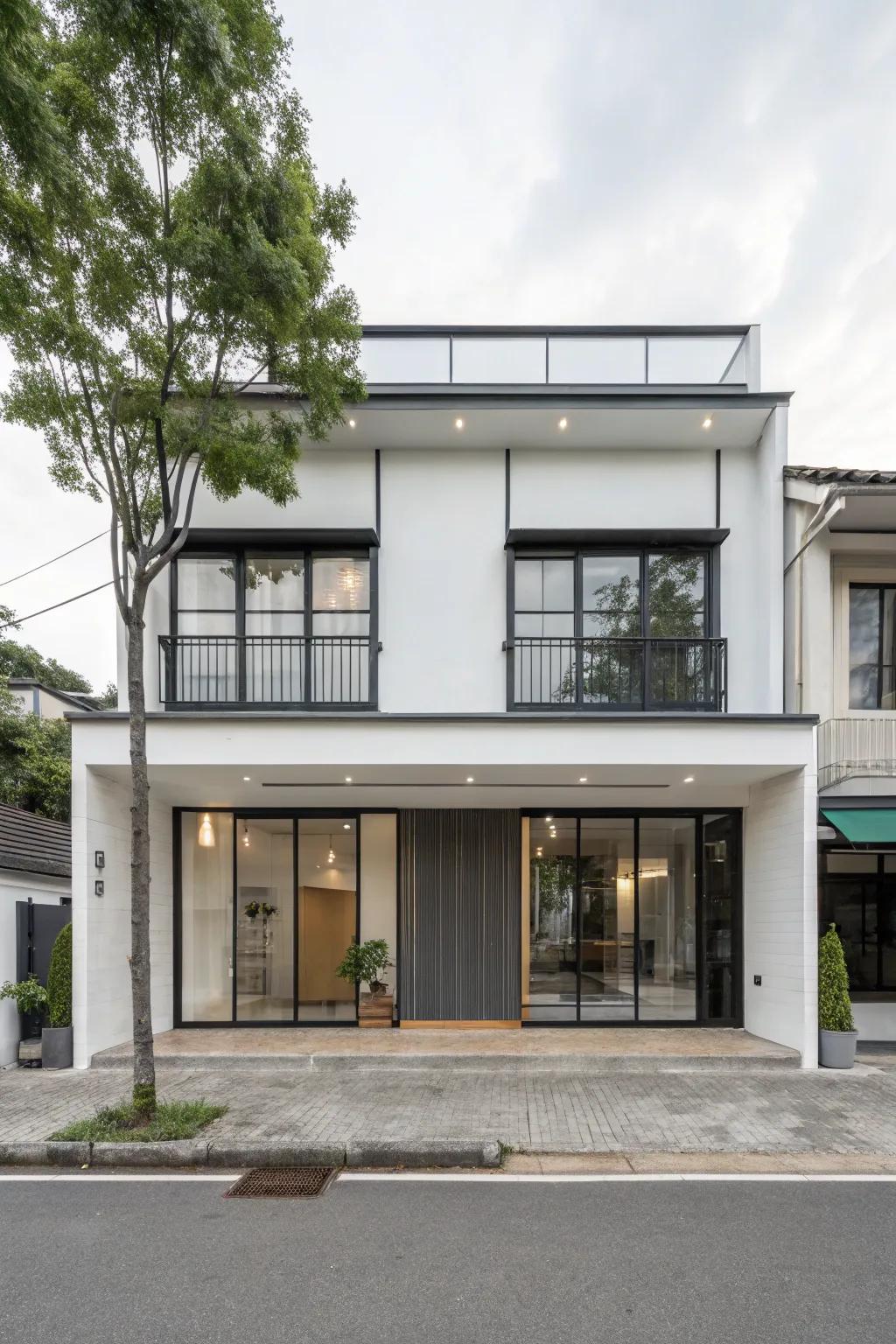 Minimalist design offers serenity and elegance to shop house exteriors