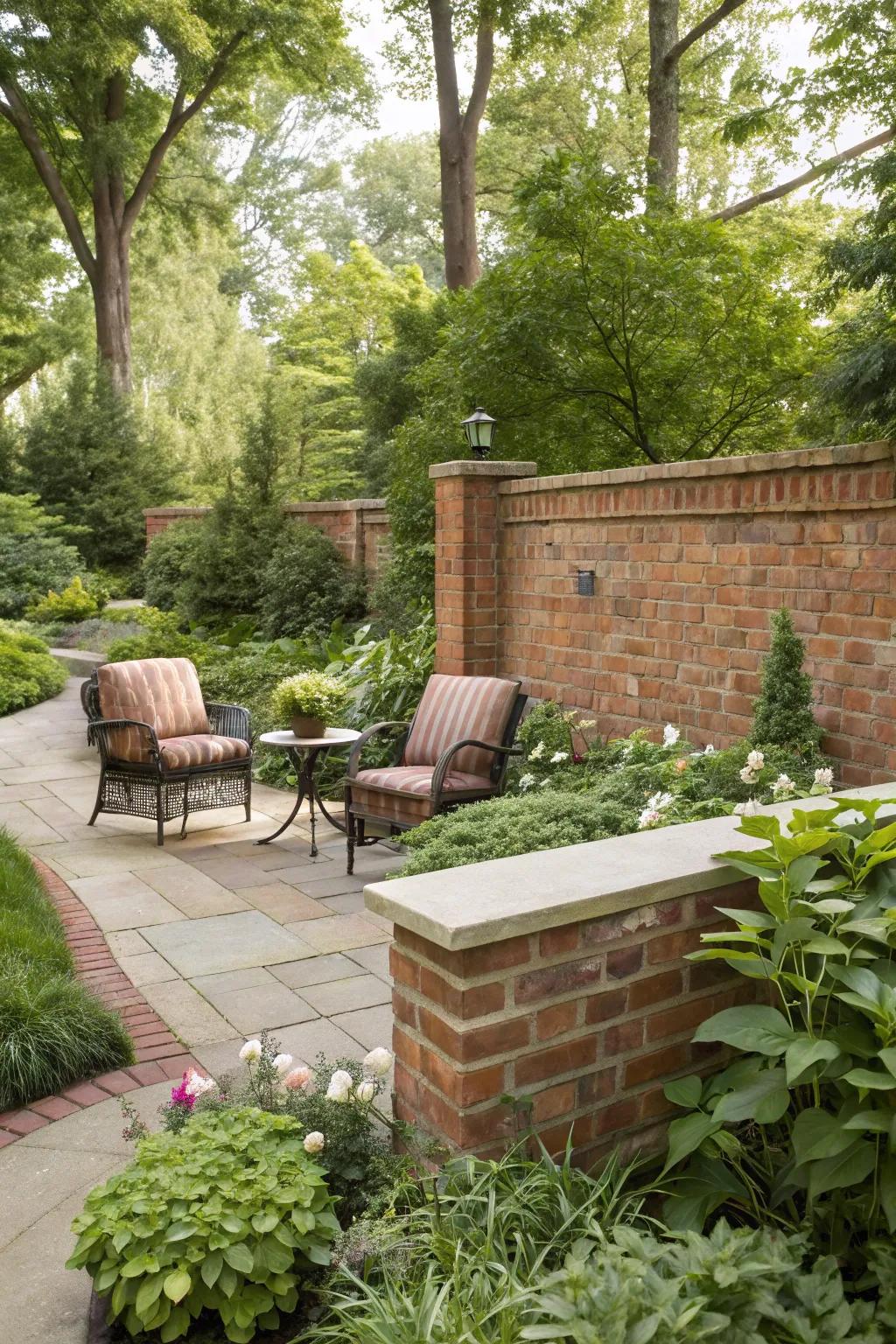 Create cozy, private corners with short brick walls.