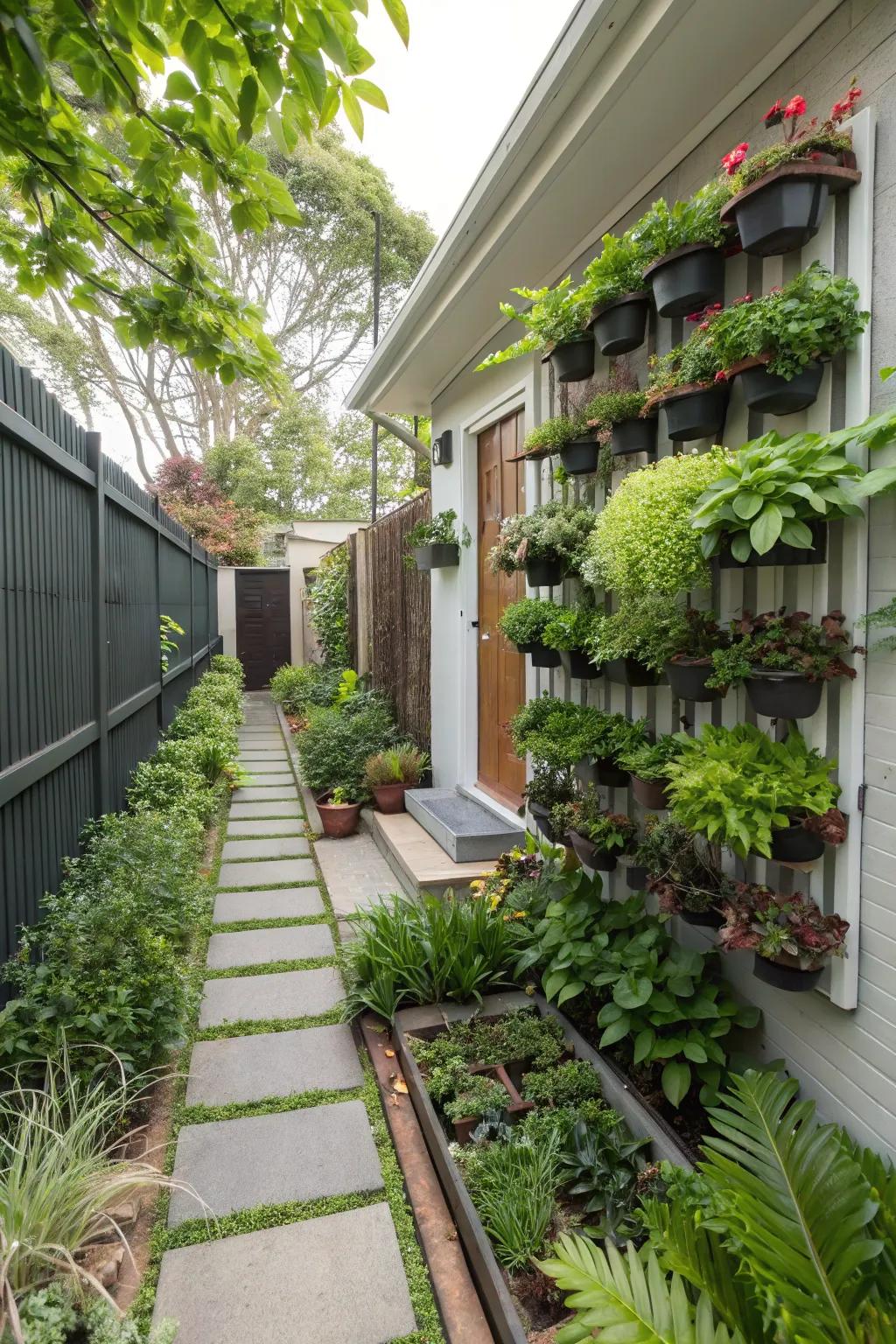 A small front yard efficiently transformed into a delightful space.