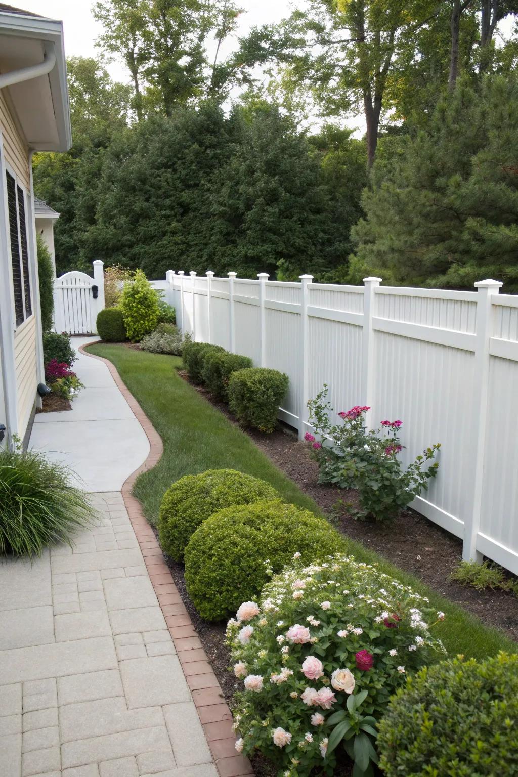 Vinyl fences offer a sleek and low-maintenance solution.