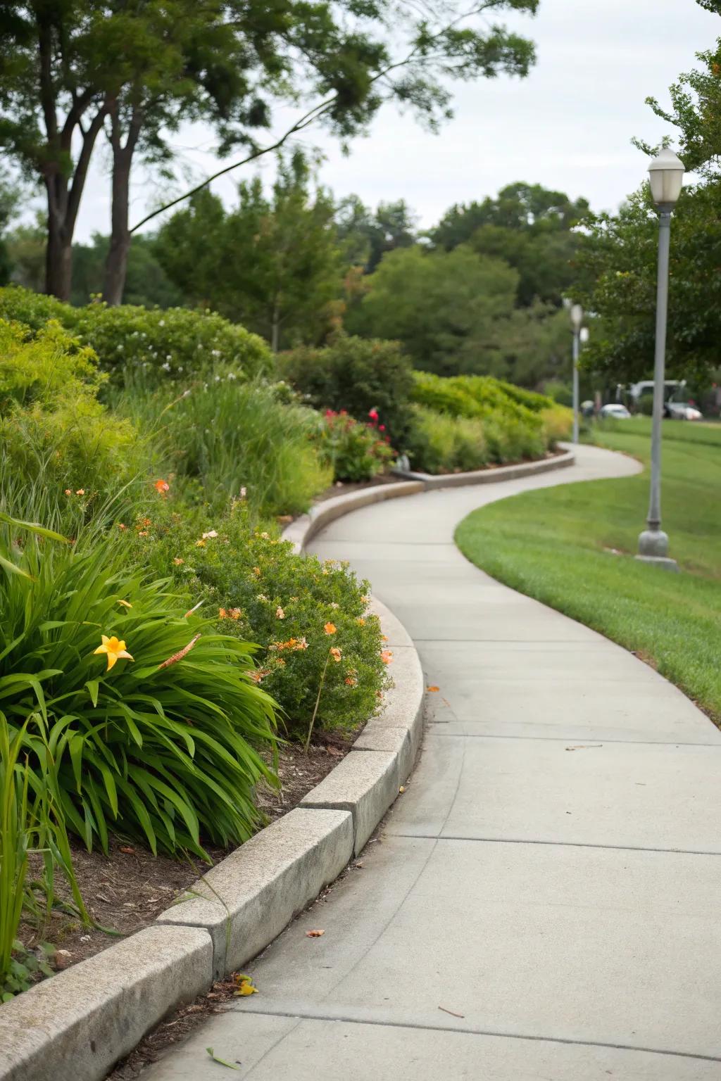 Curved concrete adds modern elegance.