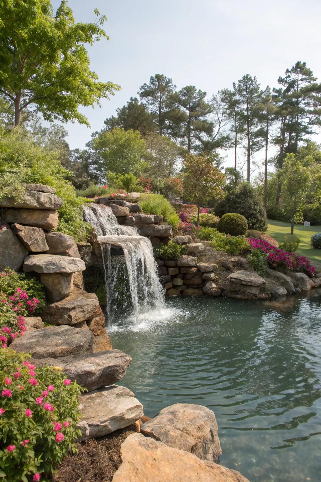 Bring nature home with a natural rock waterfall.