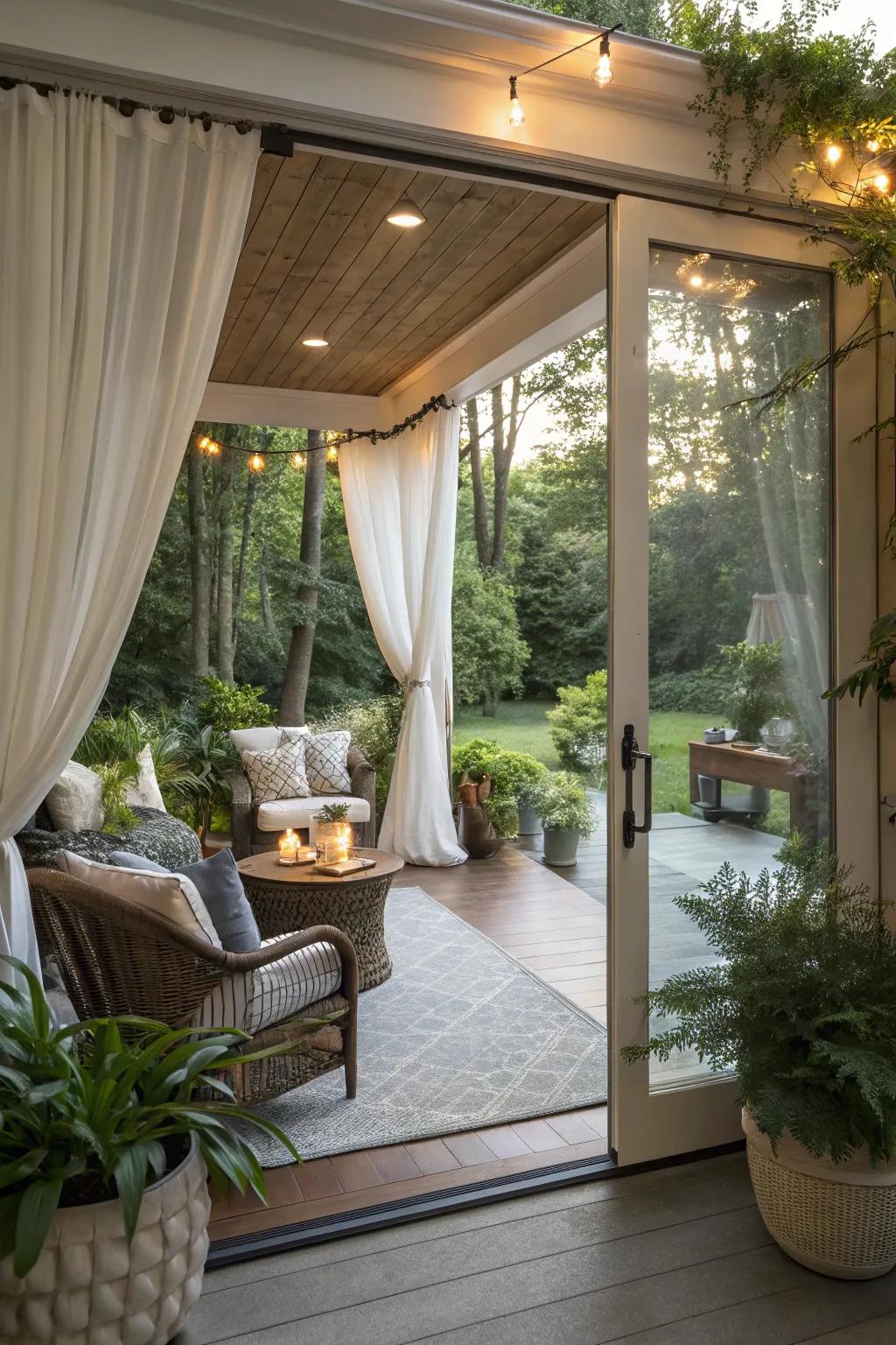 A seamless indoor-outdoor connection enhances the flow of this porch.