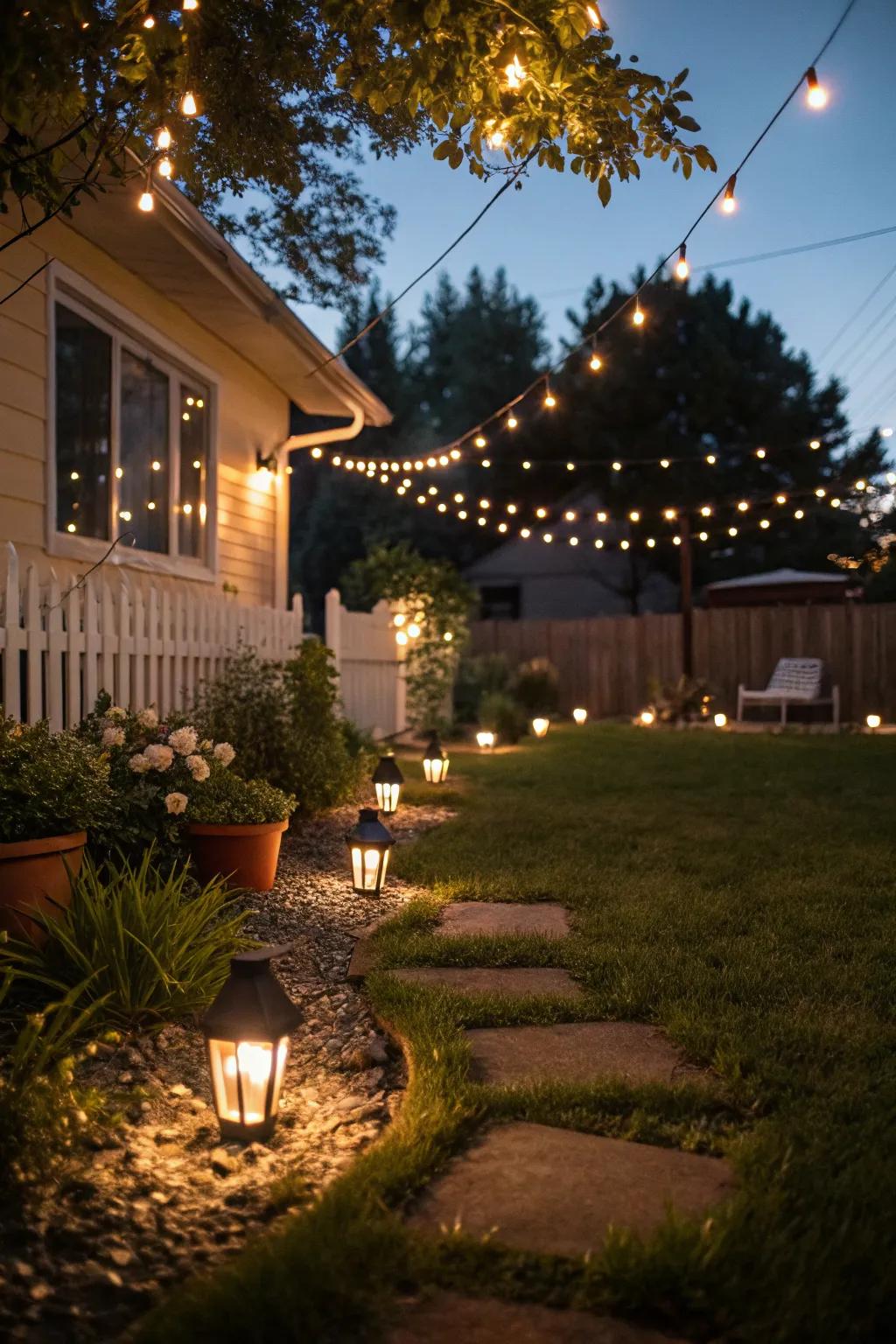 Enhance your yard with creative lighting.